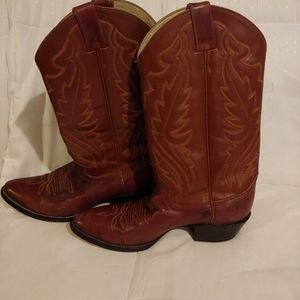 Diamond J Cowboy Boots Brown Leather 8.5 D